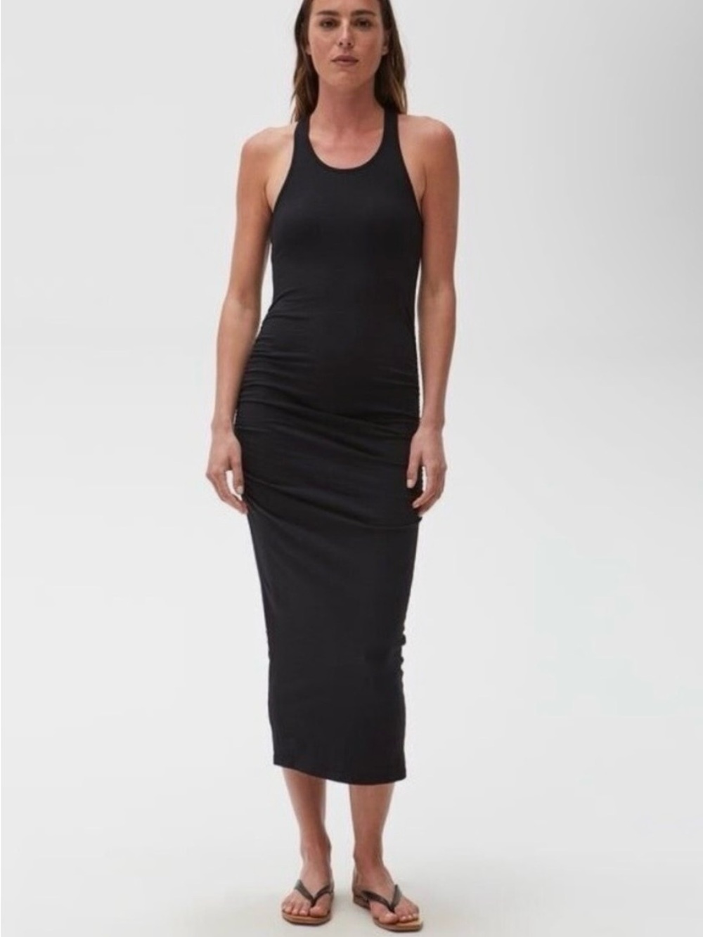 Sleek Blue Racerback Midi Dress - Women's